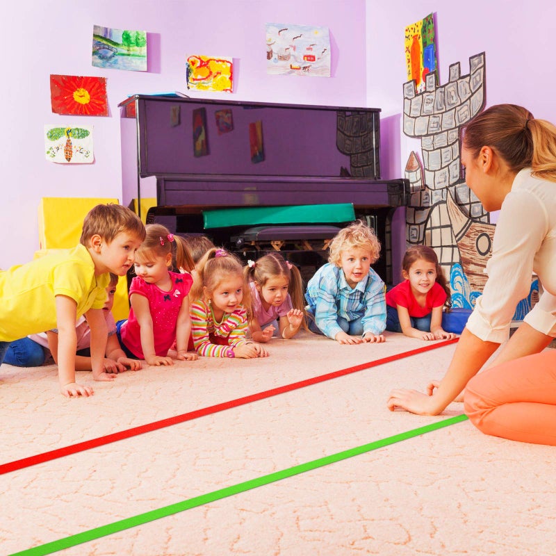 تشوانغ دي 8 لفات من شرائط تحديد السجاد المصنوعة من النايلون، مناسبة للفصول الدراسية والمعلمين والمكاتب، وللحفاظ على التباعد الاجتماعي، 8 ألوان (210 قدم) - Image 3